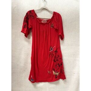 Johnny Was Dress Small JWLA Embroidered Cotton Knit Floral Resort  Boho Womens